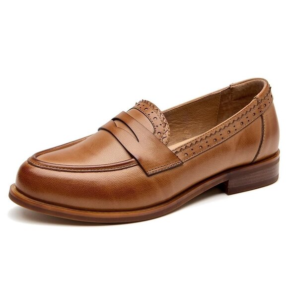 Leather Penny Loafers Slip-On Flats Business Casual Comfortable Shoes
